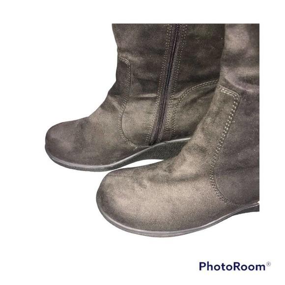 GAP Charcoal Faux Suede And Fur Wedge Boots Women’s Size 9 - Picture 12 of 14